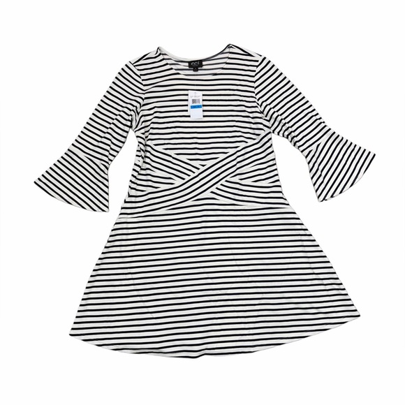 ECI Dresses & Skirts - ECI Women’s Size XL Navy and White Striped Dress Wide Belle Sleeve NWT